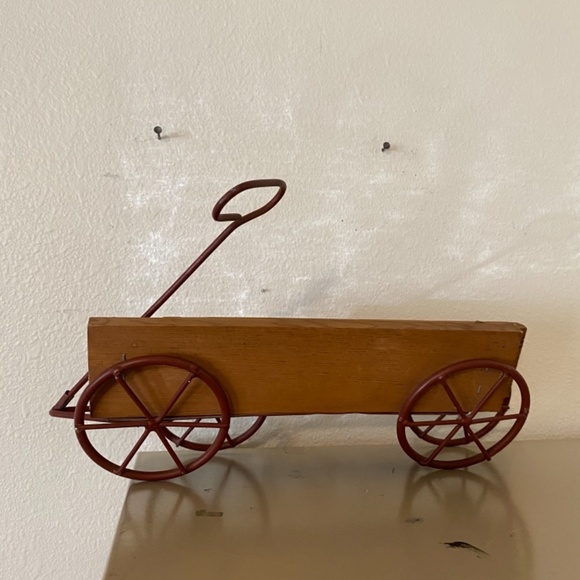 Country farmhouse Wood and metal wagon shelf - Picture 7 of 7
